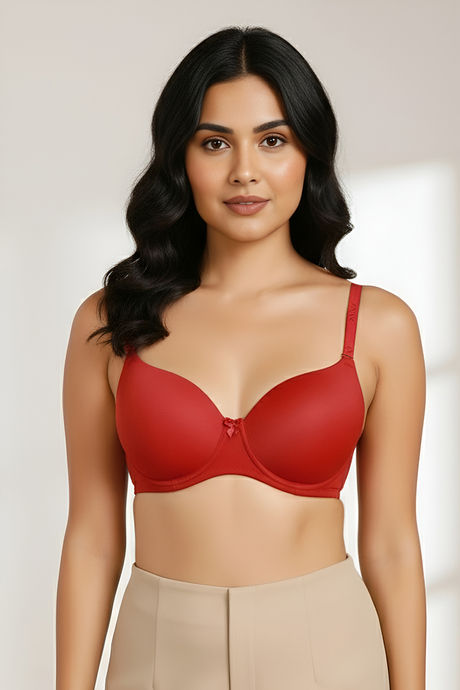 Zivame Padded Wired 3/4Th Coverage T-Shirt Bra - Sundried Tomato