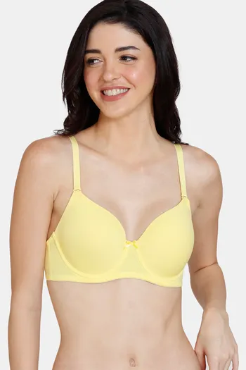 Buy Zivame Conceal Petals Double Layered Non Wired 3/4Th Coverage T-Shirt  Bra - Fig at Rs.552 online
