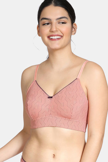 Buy Zivame Knotty Double Layered Non-wired 3/4th Coverage Bralette - Lobster Bisque