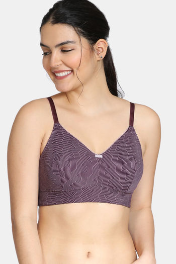 Buy Zivame Knotty Double Layered Non-wired 3/4th Coverage Bralette - Blackberry Wine