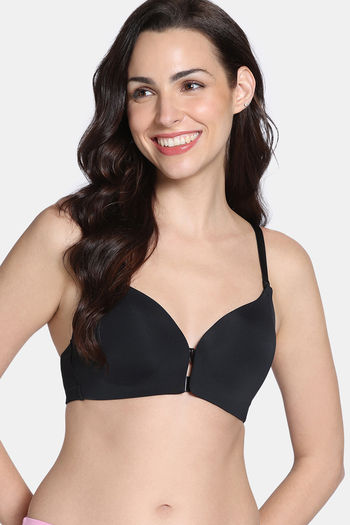 Buy Zivame Padded Non Wired 3/4Th Coverage Front Open T-Shirt Bra - Anthracite