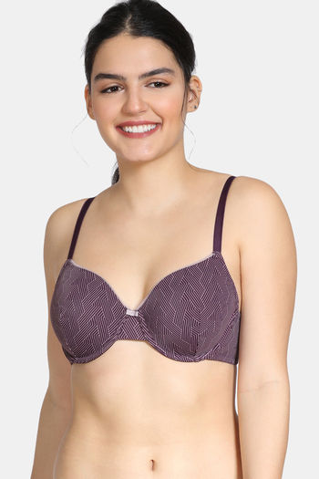 Buy Zivame Knotty Padded Regular 3/4th Coverage T-Shirt Bra - Blackberry  Wine at Rs.418 online