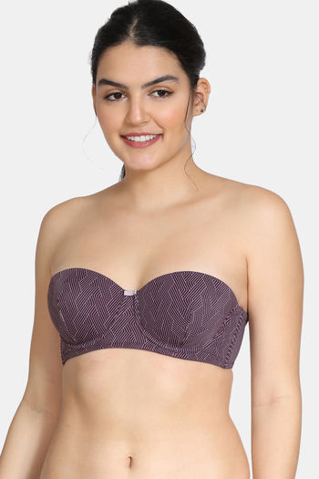 Buy Zivame Knotty Padded Wired 3/4th Coverage Strapless Bra - Blackberry  Wine at Rs.453 online