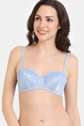 Buy Zivame Shimmer Wave Padded Wired 3/4Th Coverage Lace Bra - Blue