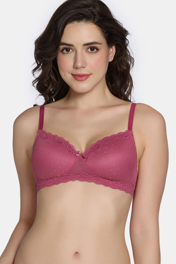 Buy Zivame Coquette Blush Padded Non Wired 3/4Th Coverage Lace Bra - Malaga