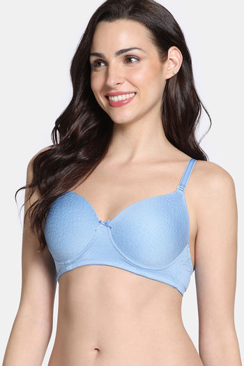 Zivame Shimmering Secrets Padded Non Wired 3/4Th Coverage T-Shirt Bra - Endless Sky