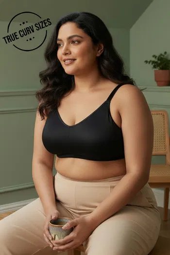 Buy Zivame True Curve Jacquard Lightly Lined Non Wired Full Coverage Minimiser Bra - Black