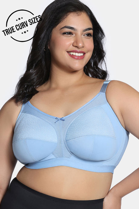 Zivame True Curv Shimmering Secrets Single Layered Non Wired Full Coverage Super Support Bra - Endless Sky