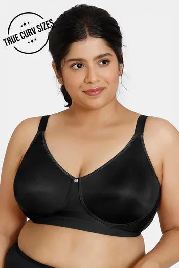 Buy Zivame True Curv Beautiful Basics Double Layered Non Wired Full Coverage Minimiser Bra - Anthracite