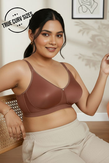 Buy Zivame True Curv Beautiful Basics Double Layered Non Wired Full Coverage Minimiser Bra - Nutmeg