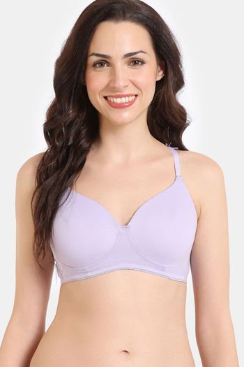 Zivame Padded Non Wired 3/4Th Coverage T-Shirt Bra - Pastel Lilac
