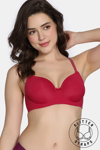 Buy Zivame Twilight Thistle Padded Wired 3/4Th Coverage T-Shirt Bra - Cerise