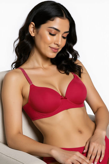 Buy Zivame Twilight Thistle Padded Wired 3/4Th Coverage T-Shirt Bra - Cerise
