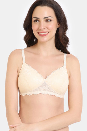 Buy Zivame Dreamcatcher Padded Non Wired Medium Coverage Lace Bra - Ecru