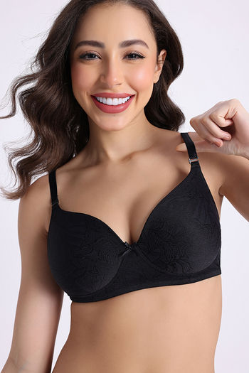 Buy Zivame Shimmering Secrets Padded Non Wired 3/4Th Coverage T-Shirt Bra - Black