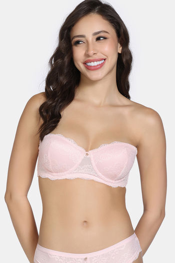 Zivame Forever Yours Padded High Wired 3/4th Coverage Strapless Bra - Rose Quartz