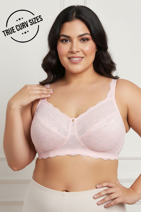 Zivame Forever Yours True Curv Double Layered Non Wired Full Coverage Super Support Bra - Rose Quartz