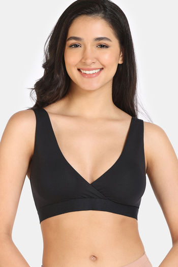 Buy Zivame Double Layered Non Wired 3/4Th Coverage Bralette - Anthracite