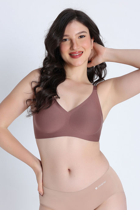 Zivame Freeform Padded Non Wired 3/4th Coverage Tshirt Bra - Dark Brown