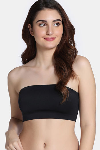 Buy Zivame Seamless Collective Single Layered Non Wired Full Coverage Bandeau Bra - Black