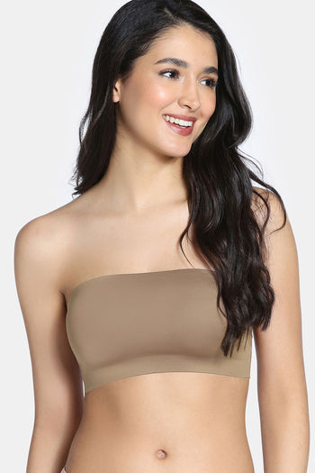 Buy Zivame Seamless Collective Single Layered Non Wired Full Coverage Bandeau Bra - Brown