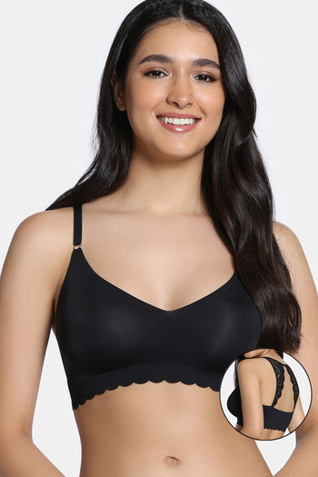 Buy Zivame Seamless Collective Padded Non Wired 3/4Th Coverage Bralette - Black