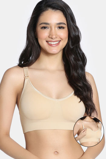 Buy Zivame Maternity Padded Non Wired 3/4Th Coverage Seamless Nursing Bra - Skin