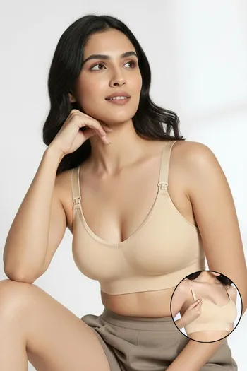 Buy Zivame Maternity Padded Non Wired 3/4Th Coverage Seamless Nursing Bra - Skin