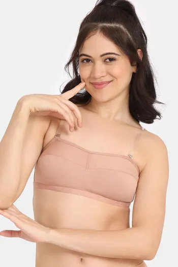 Zivame Double Layered Non Wired Medium Coverage Strapless Bra - Maple Sugar