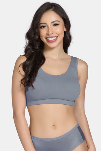Buy Zivame Naturally Dyed Double Layered Non Wired Full Coverage Bralette - Grey