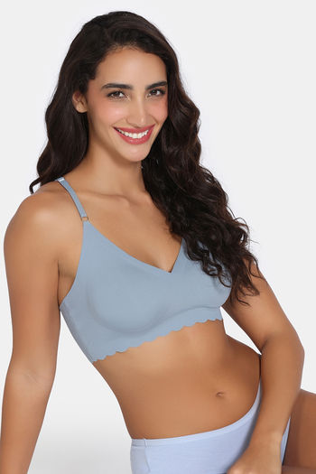 Buy Zivame Seamless Collective Padded Non Wired 3/4Th Coverage Bralette - Blue