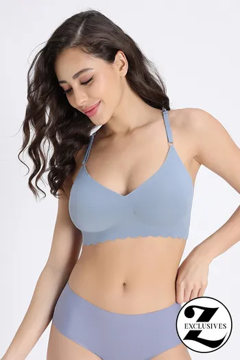 Buy Zivame Seamless Collective Padded Non Wired 3/4Th Coverage Bralette - Blue