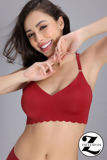 Buy Zivame Seamless Collective Padded Non Wired 3/4Th Coverage Bralette - Red