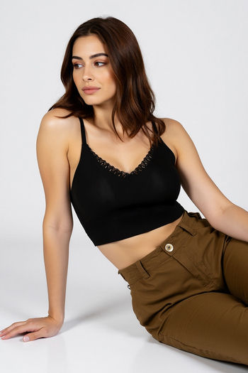 Buy Zivame Seamless Collective Padded Non Wired 3/4Th Coverage Bralette - Black