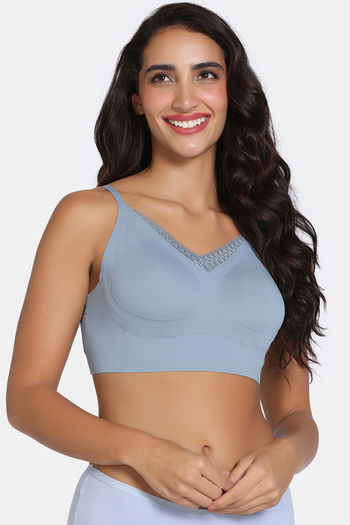Buy Zivame Seamless Collective Padded Non Wired 3/4Th Coverage Bralette - Blue