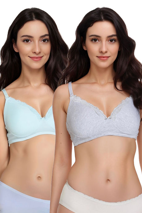 Zivame Beautiful Basics Padded Non Wired 3/4th Coverage T-Shirt Bra ( Pack of 2 ) - Multicolor