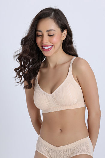 Buy Zivame Padded Non Wired 3/4th Coverage Tshirt Bra - Skin