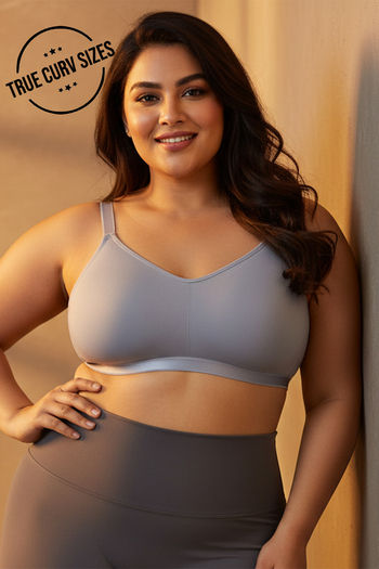 Buy Zivame True Curv Single Layered Non Wired Full Coverage 360 Minimiser Bra - Blue