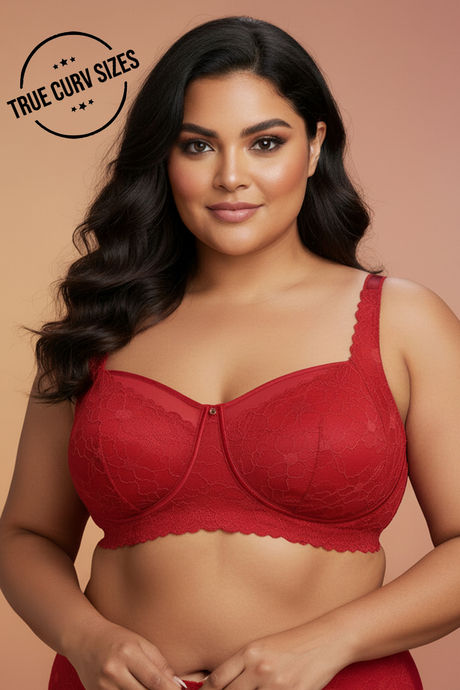 Zivame La Flamme True Curv Double Layered Non Wired Full Coverage Super Support Bra - Scarlet Smile