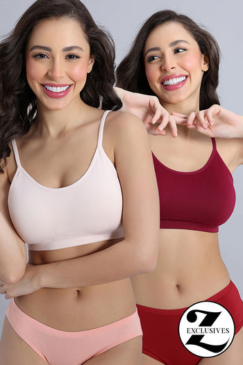 Zivame Unbound Padded Non Wired 3/4th Coverage Bralette (Pack of 2) - Multicolor