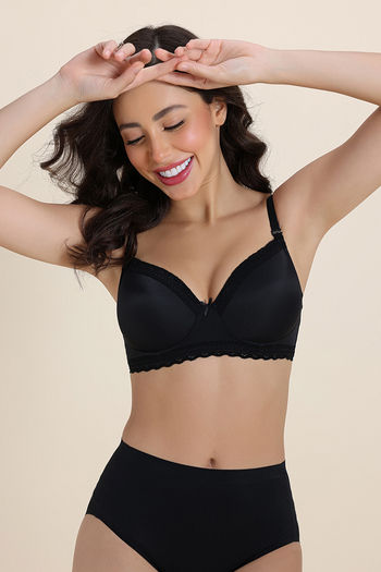 Buy Zivame Padded Non Wired 3/4th Coverage Tshirt Bra - Anthracite