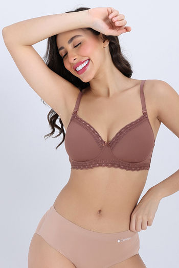 Buy Zivame Padded Non Wired 3/4th Coverage Tshirt Bra - Nutmeg