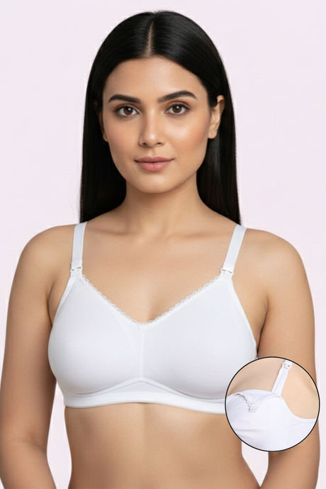 Zivame Double Layered Regular Wired 3/4th Coverage Maternity Bra - Bright White