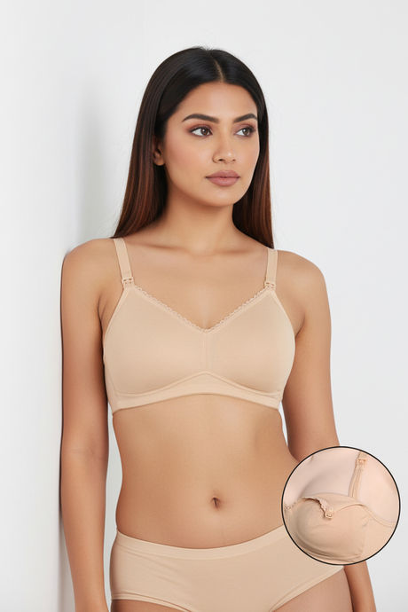 Zivame Double Layered Regular Wired 3/4th Coverage Maternity Bra - Toasted Almond