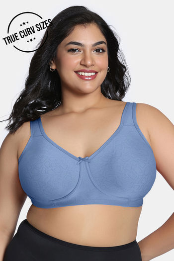 Buy Zivame True Curv Single Layered Non Wired Full Coverage Super Support Bra - Blue