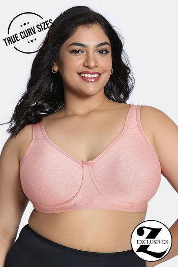 Zivame True Curv Jacquard Single Layered Non Wired Full Coverage Super Support Bra - Dusty Pink