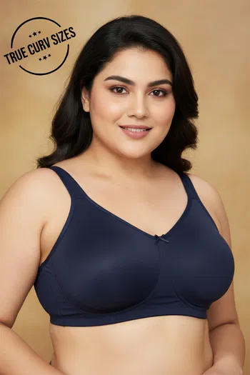 Buy Zivame True Curv Single Layered Non Wired Full Coverage Lightweight Super Support Bra - Navy