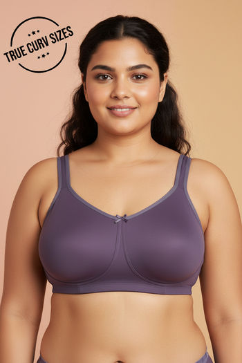 Buy Zivame True Curv Single Layered Non Wired Full Coverage Lightweight Super Support Bra - Purple