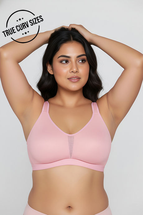 Zivame True Curv Single Layered Non Wired Full Coverage Minimiser Bra - Silver Pink