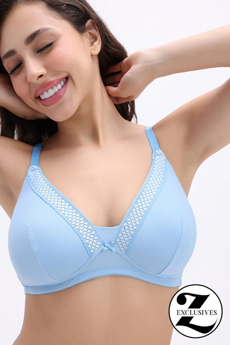 Zivame Padded Non Wired 3/4th Coverage Tshirt Bra - Little Boy Blue